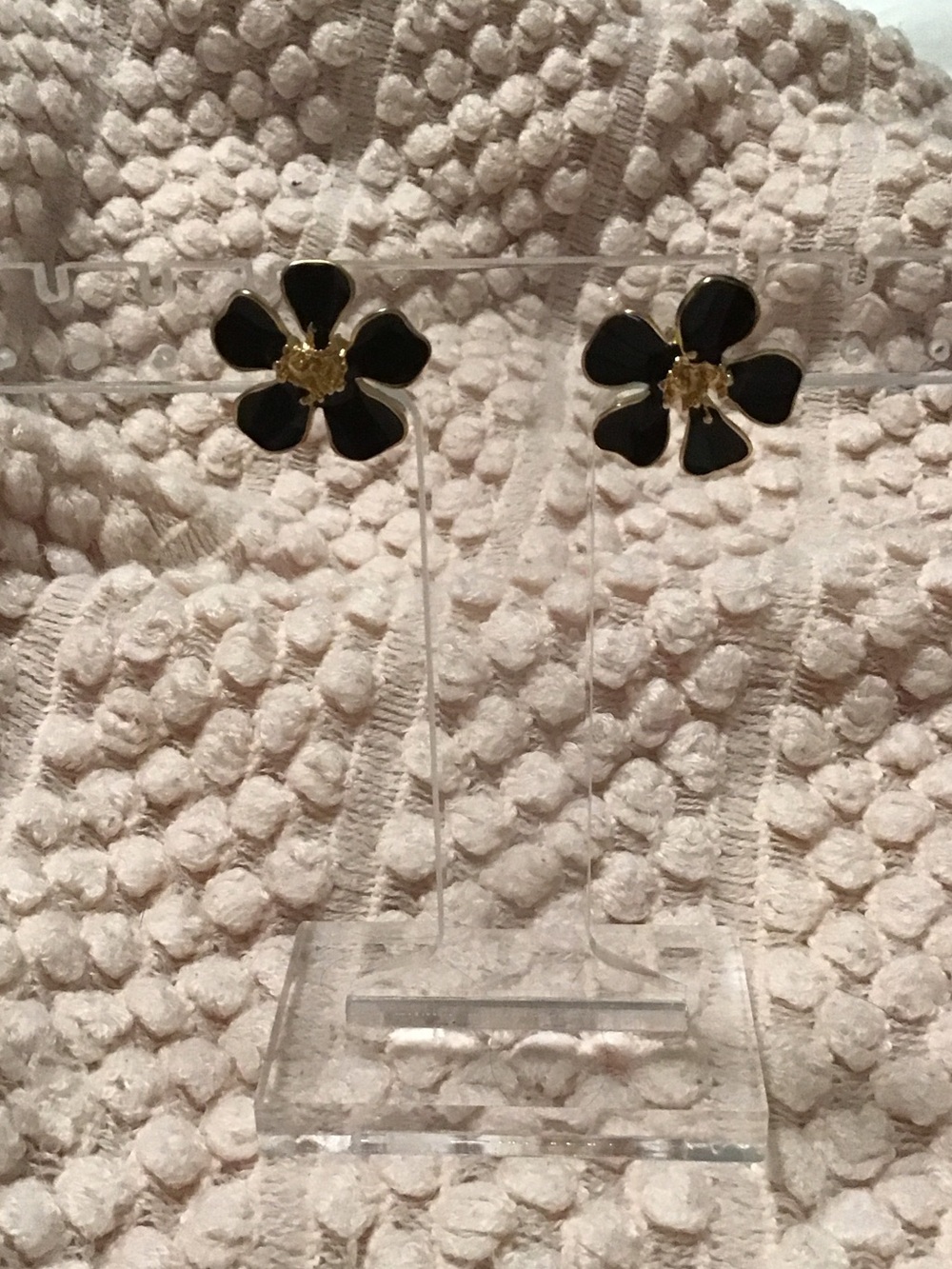 Gold & Black Flower Stud Earrings